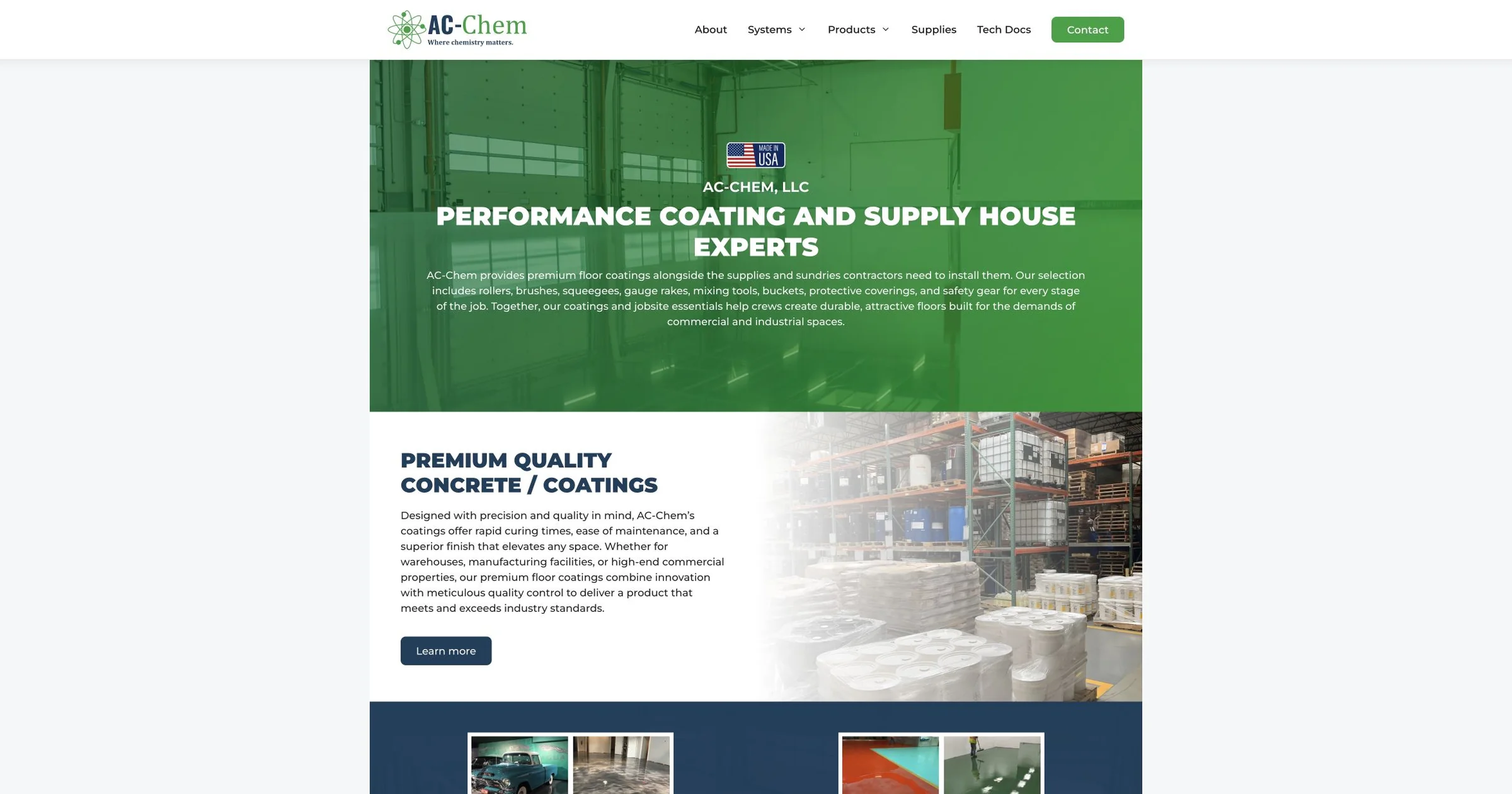 AC-Chem, LLC website desktop view