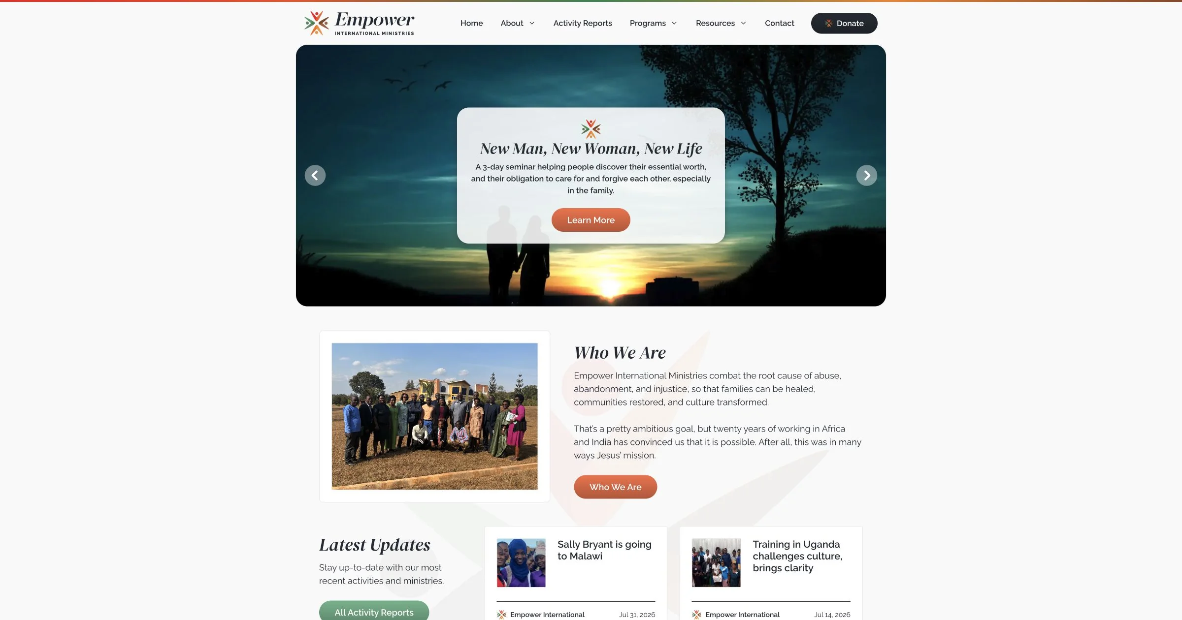 Empower International website desktop view