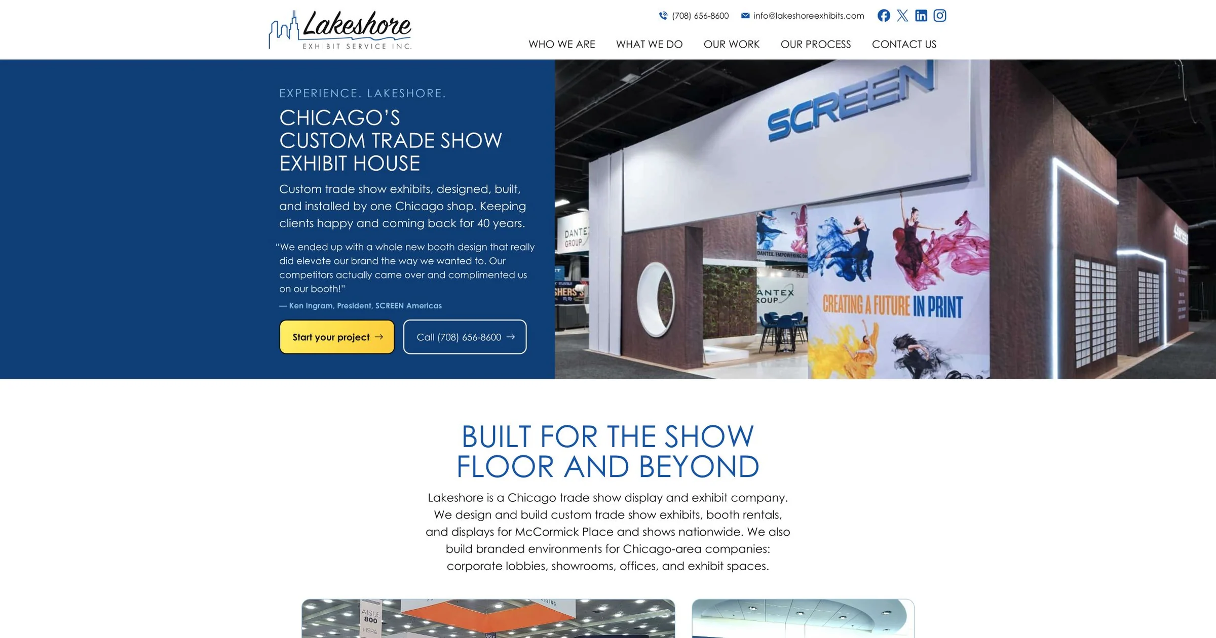 Lakeshore Exhibits website desktop view
