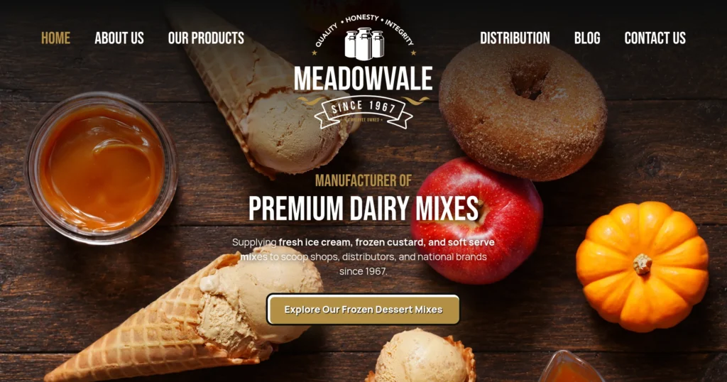 Meadowvale website desktop view