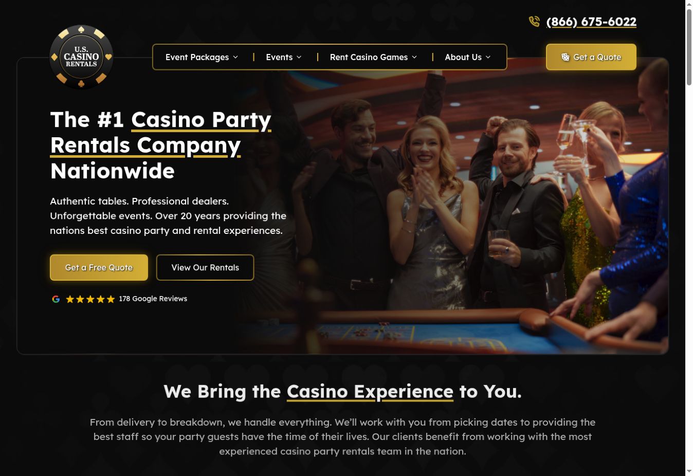 U.S. Casino Rentals website designed and developed by Randy Baum